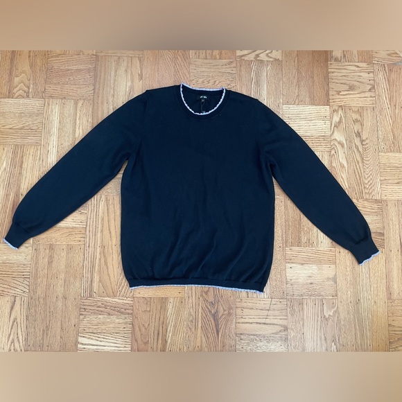 Saint+Sofia Scalloped Edge Crew Neck Sweater, Black and Purple, Women’s M, NWT - Picture 2 of 14